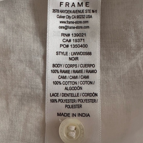 FRAME
Inset Lace Ramie Mini Shirt Dress with Puff Sleeve - Picture 8 of 8